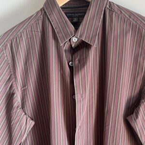 Banana Republic Men's Shirt - Pink and Brown Stripes